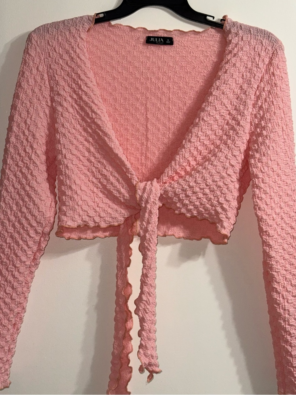 Julia Pink Tie-Front Cropped Cardigan Jacket